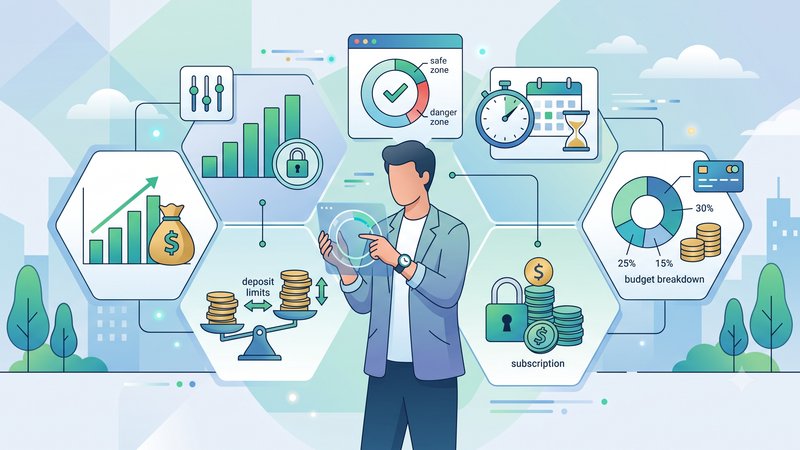 Иллюстрация инструментов управления банкроллом и функций ответственной игры в онлайн-казино по подписке